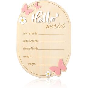 لافتة خشبية لإعلان ولادة الطفل، لافتة اسم Hello World لحديثي الولادة، لوحة ترحيب بوصول الطفل ديزي وفراشة لهدايا تزيين المنزل في حضانة المستشفى، الأولاد والبنات، دعامة للصور in Kuwait
