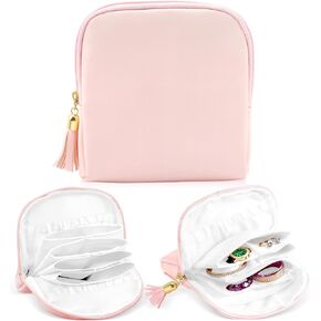 Small Travel Jewelry Case Traveling Jewelry Organizer for Women Portable Jewelry Pouch Bags with Zipper Cream White Storage Bag Organizer for Earrings Necklaces Rings Bracelets Brooches in Kuwait