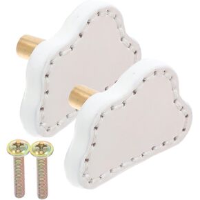 Cloud Shape Brass Drawer Pull Handles for ’s Wardrobe Nursery Dresser, Single Hole White Leather Cabinet Knobs, 2pcs Set in Kuwait