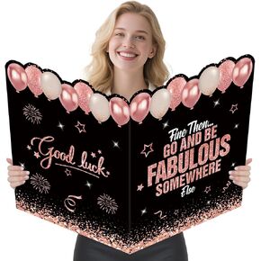 Large Farewell We Will Miss You Card，Rose Gold Jumbo Goodbye Good Luck Retirement Going Away Gifts Card for Coworker Friend Leaving in Saudi Arabia