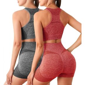 2 Sets of Two-Piece Sets Yoga Set Gym Shorts Women Sport Bras Brassiere Workout Tops Fitness Leggings Gym Set Seamless in Kuwait
