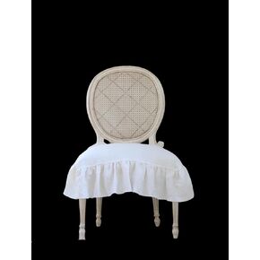 غطاء كرسي فاخر، مقاس XL مقاس 22 بوصة × 19 بوصة، كتان مكشكش، أغطية كراسي الطعام، غطاء منزلق، ديكور المزرعة، كتان ثقيل، (أبيض دافئ) in Kuwait