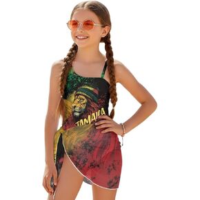 بدلة استحمام Uourmeti للفتيات قطعة واحدة مع غطاء وحزام قابل للتعديل لملابس السباحة الصيفية البسيطة للشاطئ in Kuwait