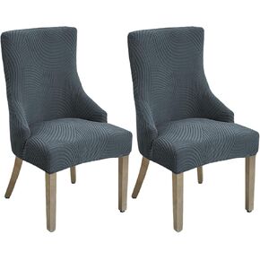 أغطية كراسي الطعام من Wingback، غطاء خلفي قابل للتمدد للكرسي من الجانب الخلفي، غطاء منزلق مع غطاء واقي لكرسي الذراع لغرفة الطعام والمعيشة (أخضر، قطعتان) in Kuwait