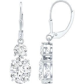 أقراط مويسانيتي/أحجار كريمة مزروعة في المعمل معتمدة 8 قيراط من الفضة، جودة AAAA - هدية للمناسبات الخاصة in Kuwait