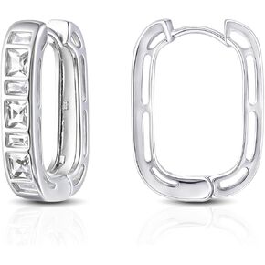 Small Chunky Silver Hoop Earrings Hypoallergenic Cubic Zirconia Huggie Hoops Earrings for Jewelry Gifts Minimalist Square Hoop Earrings for Women in Kuwait