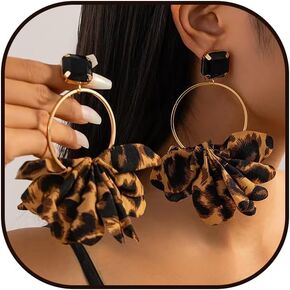 Leopard Print Earrings for Women Leopard Hoop Earrings Large Geometric Hoop Earrings Trendy 90s Outfits for Women Hip Hop Jewelry in Kuwait
