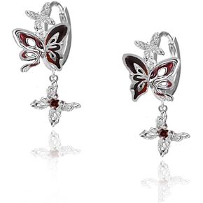 Crimson personality Butterfly hoop Earrings Fashion punk style women's butterfly hoop earrings M3703 in Kuwait