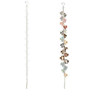 Hanging Braided Hair Clip Organizer with Swivel Hook and 20 Metal Rings, Claw Clip Organizer Daily Necessities for Women, Flexible Hanging Storage Decor for Wall in Kuwait