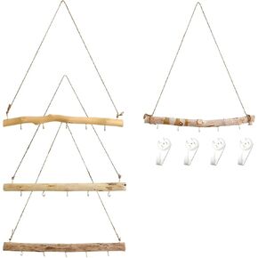 4 Pcs 15 Inch Driftwood Wall Hanging Jewelry Hanger Hanging Branch Decor Natural Driftwood Decorative Farmhouse Vintage Wooden Hook Handcrafted Natural Drift Wood Pieces for Crafts Jewelry Organizers in Saudi Arabia