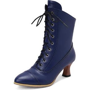 UP2STEP Fashion Fall Winter Victorian Boots for Women Vintage Boots Ankle Boots Low Heel Lace Up Booties with Side Zipper in Kuwait