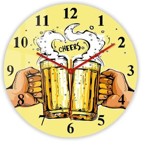12 Inch Bar Clock, Beer Wall Clock Decorative Retro Kitchen Clock Silent Non Ticking Battery Operated Wall Clock Drink Gift for Home Bar Pub Man Cave Kitchen in Kuwait