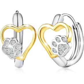 أقراط من الفضة الإسترليني بدرجتين من اللون على شكل قلب مطبوع عليها مخالب للنساء، مكعب زركونيا متلألئ خفيف الوزن من تشيكوسلوفاكيا للحيوانات الأليفة والجرو والكلب والقطط، حلق حيوان لطيف هدية عصرية لحبيبتها للحيوانات الأليفة وحفيدتها in Kuwait