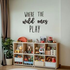 Where The Wild Ones Play Sign,Wooden playroom Wall Decor,Kids Room Decoration,Large Cutout Banner for Game Rooms in Kuwait