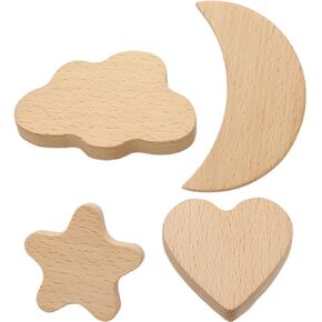 VANZACK Wooden Drawer Knobs Set of 4 Cartoon Shapes Celestial Moon Heart Single-Hole Cabinet Pulls Room Furniture Handles for Dressers and Cupboards in Kuwait