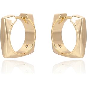 Chunky Gold Hoop Earrings For Women | 18K Gold Plated | Sterling Silver Post | Gold Square Hoop Earrings For Women | Gift For Her in Kuwait