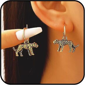 Gold Leopard Dangle Earrings for Women, Vintage Animal Hoop Earring Wild Leopard Natural Statement Drop Trendy Safari Style Jewelry Gift in Kuwait