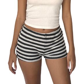 Adoeren Women's Low Waist Knitted Y2k Lounge Pj Bottoms Sexy Slim Sleep Micro Shorts in Kuwait