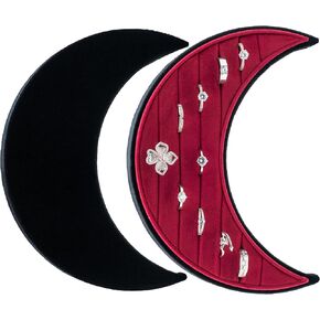 علبة منظم حلقات متعددة مخملية، صينية عرض على شكل هلال وقمر، صندوق مجوهرات، حامل أقراط لحفلات الزفاف، عيد الميلاد، عيد الميلاد (أسود وأحمر) in Kuwait