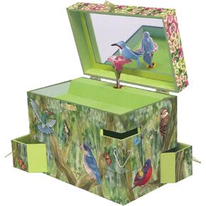 صندوق مجوهرات موسيقي على شكل طيور ساحرة على نسيم يدور الطيور إلى برامز فالتز 3 أدراج قابلة للسحب لتخزين الكنز in Kuwait