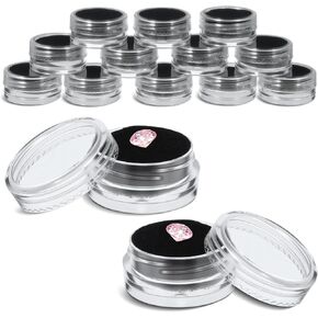 12 Pcs Small Loose Display Box, Round Jewelry Show Box Gemstone Holder Case Jewelry Show Boxes with Clear Top Lids and Sponge, Black in Kuwait