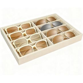 Sunglass Organizer Tray - 8 Slot Large Light Beige Premium Quality Velvet Sunglasses, Sunglasses Jewelry Watch Bracelet Organizer Tray, Trade Show Home Use, Display Case for Eyeglasses Jewelry Display in Kuwait