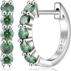 Huggie Earrings for Women Sterling Silver Hoop Earrings Moissanite Earrings Lab Diamond Hoop Earrings Green Emerald Rhinestone Earring Jewelry in Kuwait
