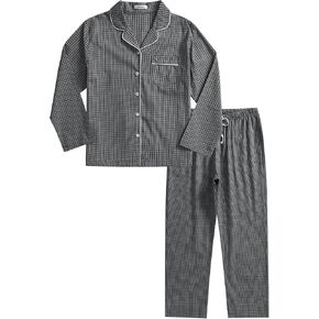 Esenchel Women's Petite Cotton Pajamas Set Long Sleeve Button Down Sleepwear in Kuwait