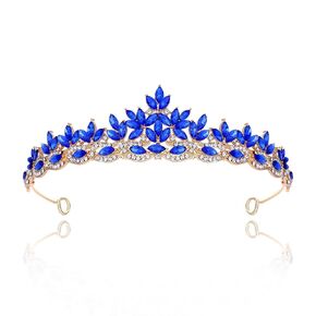 تاج فضي كريستال الأميرة الملكة - عصابة رأس العروس من حجر الراين للنساء لحفلات الزفاف وأعياد الميلاد والهالوين وحفلات التخرج وحفلات بلوغ سن الدعائم للصور (HG1233-أبيض فضي) in Kuwait