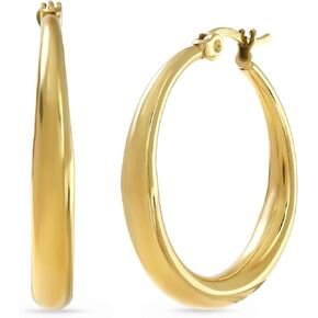 أقراط طارة ذهبية من صنع نامي للنساء، أقراط دائرية كلاسيكية مطلية بالذهب، مجوهرات خفيفة الوزن لا تسبب الحساسية للارتداء اليومي in Kuwait