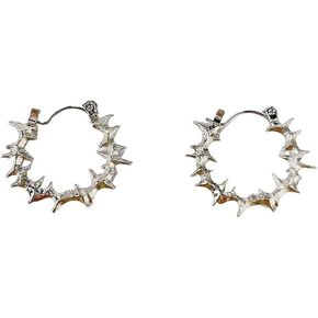 Gothic Thorn Hoop Punk Earrings for Women Men Statement Goth Barbed Wire Dangle Silver Retro Earring Streetwear Hip Hop Barbwine Mesh Spike Hinged Huggie Hoops Party Harajuku Grunge Rock Jewelry in Kuwait