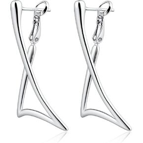 Big Silver Triangle Hoop Earrings for Women Geometric Hypoallergenic Minimalist Earrings for Daily in Kuwait