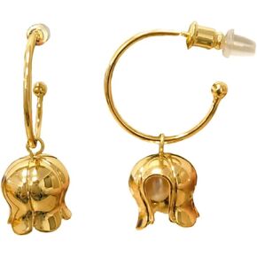 French Vintage Flores Convallariae Natural Fresh Water Baroque Pearl Drop Earrings Two-Ways-to-Wear Sterling Silver Needle Stud Hoop Earrings in Kuwait