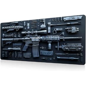 Cool Military Weapon Build Weapon Parts Display Large Gaming Mouse Pad,Non-Slip Rubber Desk Mat Keyboard for Table Decor (A) in Saudi Arabia