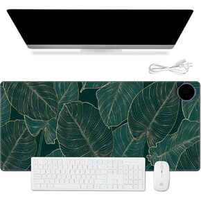 وسادة مكتب دافئة، لوحة ماوس دافئة للألعاب، سجادة مكتب، مع 3 مستويات تسخين و3 ساعات إغلاق تلقائي - 31.5 × 13 بوصة من جلد البولي يوريثان لتدفئة اليد في المكتب المنزلي، زهرة سوداء لطيفة in Kuwait