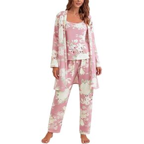 Eternatastic Women's 3 Piece Knit Lounge Set Pajama Long Sleeve Cardigan Sleeveless Top Pants Sweatsuit Pjs Sets in Kuwait