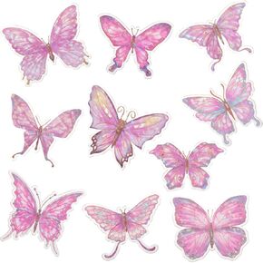 50Pcs 3D Butterfly Stickers - Removable PVC Butterflies Wall Stickers, Multi-Size DIY Wall Art Decal for Room Bedroom Classroom Party Decoration(Pink) in Kuwait