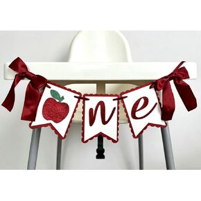 Apple One High Chair Banner - First/1st Birthday Decorations,Red And Black Banner, Bow Girl 1st Birthday Party Decorations Banner, Apple of My Eye Themed Decor (Apple One) in Kuwait