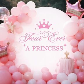 Four Ever a Princess Wall Decal Four Ever a Princess Birthday Balloon Arch Backdrop Happy 4th Birthday Party Decorations for Girl in Kuwait