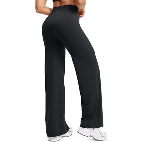 سراويل يوجا مستقيمة للنساء ذات أرجل واسعة مقاس 29 بوصة/31 بوصة/33 بوصة عالية الخصر قابلة للتمدد بنطال رياضي غير رسمي in Kuwait