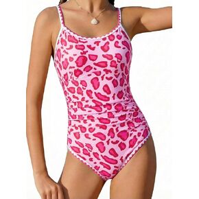 ملابس سباحة للفتيات من قطعة واحدة من XiaoMoSha بدلة استحمام بأشرطة قابلة للتعديل للفتيات المراهقات ملابس سباحة مبطنة للشاطئ مقاس 6-16 سنة in Kuwait