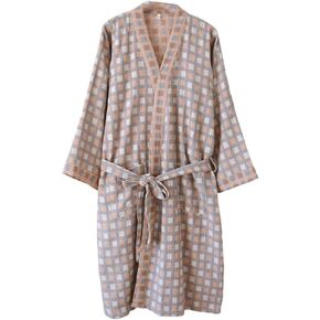 Double-layer Cotton Gauze Japanese Kimono Bathrobe Loose Sleepwear Knee Length Yukata Robe for Women in Saudi Arabia