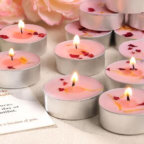 15PCS Rose Scented Tealight Candles, Tea Lights Candles, 4H Smokeless Palm Wax Pink Tea Candle for Weddings,Christmas,Spa, Bath in Kuwait