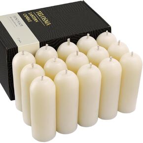 15 Pack Natural Thin Beeswax Pillar Candles - 1.3 inch Wide Dripless Bees Wax Candles, Smokeless Clean Burning for Home, Meditation, Relaxation, Emergency & Power Outages (Off White Beeswax) in Kuwait