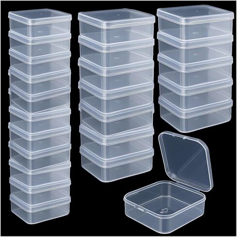 Small Bead Organizers-24 Pieces Jewelry Organizers and Storage Plastic Storage Cases Mini Clear Bead Storage Containers Transparent Boxes with Hinged Lid and Rectangle Clear Craft Supply Case in Kuwait