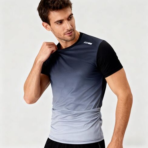 Quick Dry Athletic T Shirt for Men Short Sleeve Crew Neck Workout Top Breathable Fitness Casual Sport Tee in Saudi Arabia