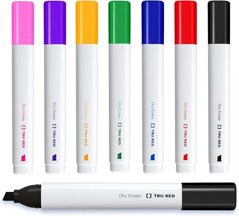 TRU RED TR56880 Tank Dry Erase Markers, Chisel Tip, Assorted in Kuwait