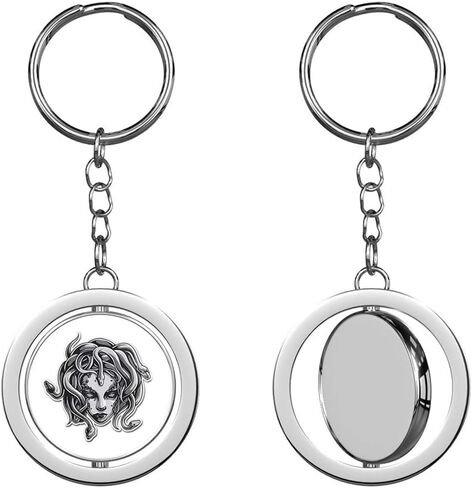 Medusa Silver Chrome Spinning Double Sided Keychain Keyring Key chain in Kuwait