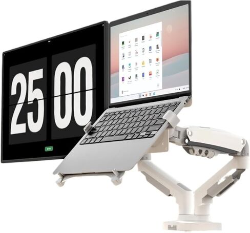 Two-in-one monitor notebook combination stand dual-screen external computer stand bracket mechanical arm desktop heightening radiator folding support suspended vertical adjustable shelf tablet(Black) in Saudi Arabia
