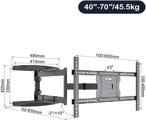 TV hanger rotates 90 degrees 55 65 70 inches telescopic left and right 180 degree bracket in Saudi Arabia